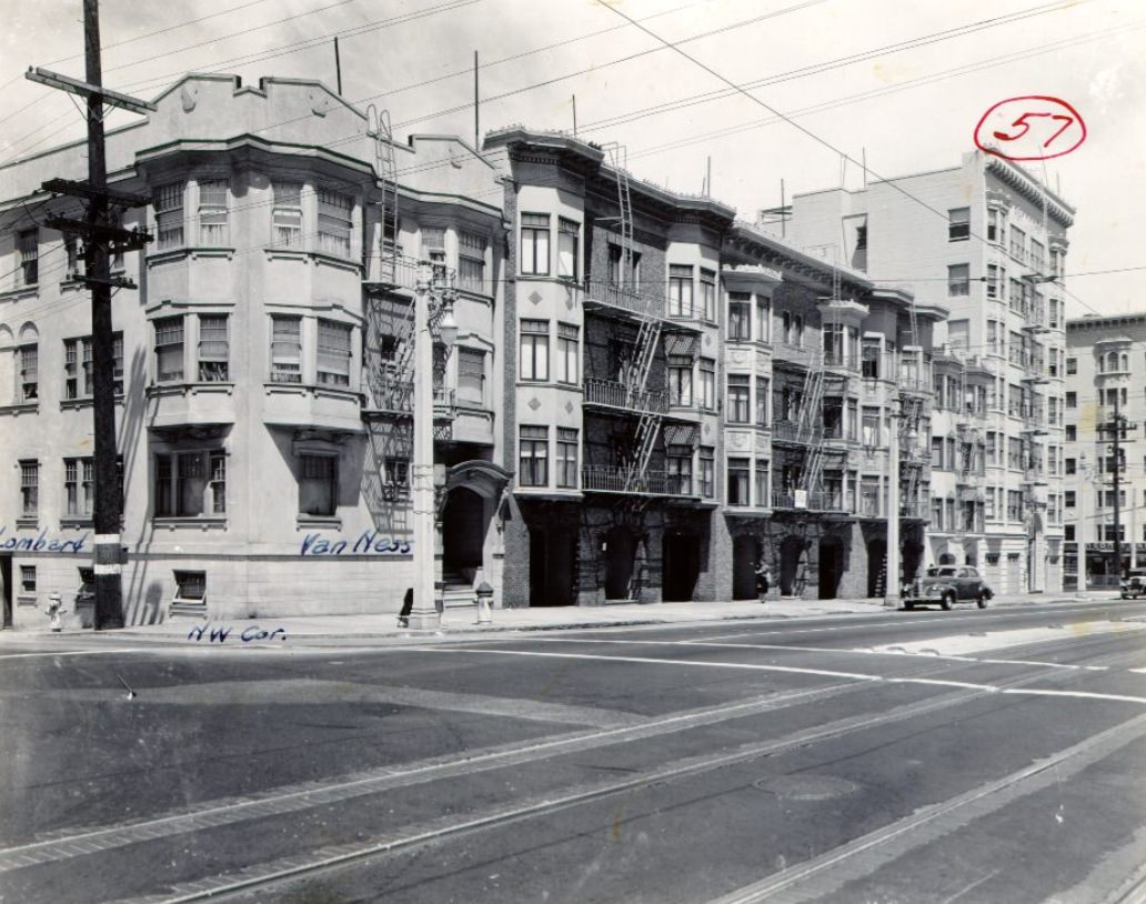 West side of Van Ness Avenue north of Lombard Street, 1940