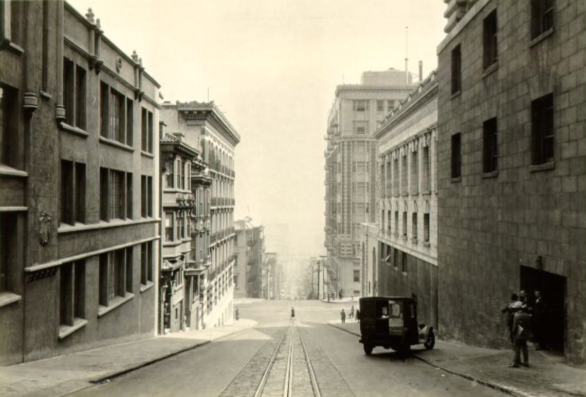 Sacramento Street between Mason and Powell streets, 1928