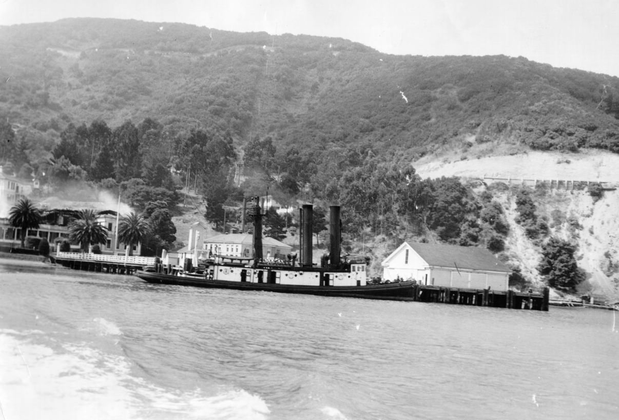 Fire boat at Angel Island pier, 1941