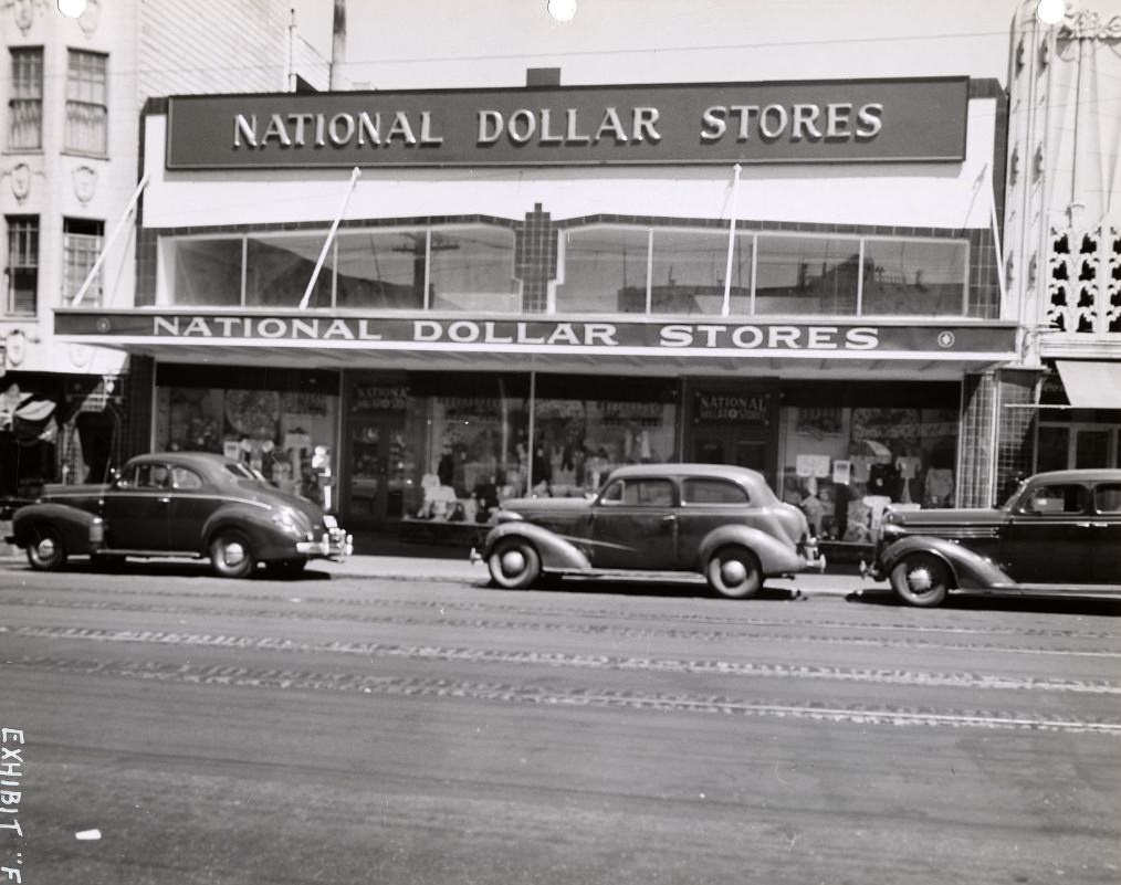 Exterior of National Dollar Stores on Chestnut Street, 1945