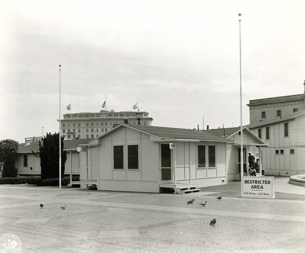 Temporary Barracks in the Civic Center Plaza, 1940s