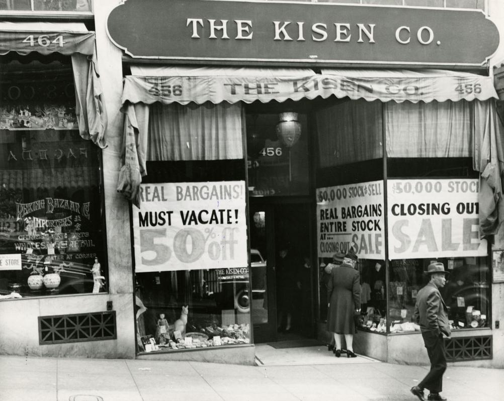 Japanese-owned store "closing out" sale in Chinatown, 1942