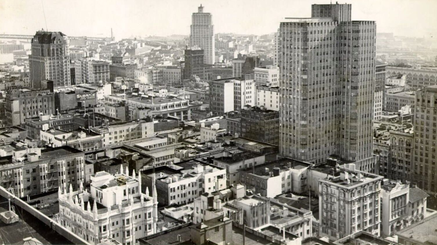 Downtown view from the Mark Hopkins hotel, 1945