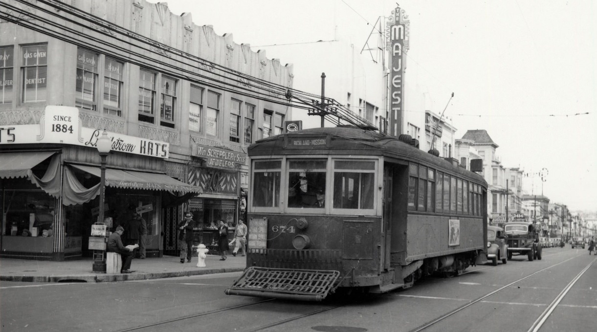 Streetcar on Mission Street at 21st, 1947