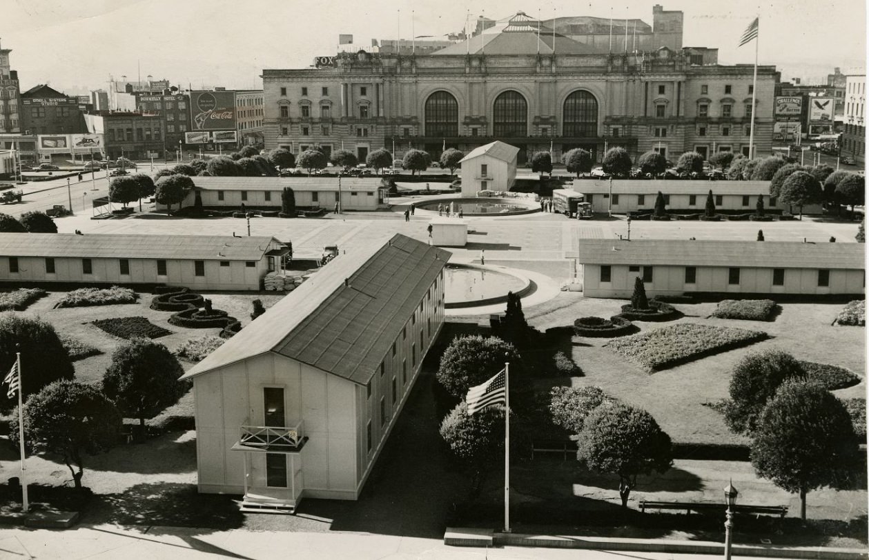 Temporary Barracks in the Civic Center Plaza, 1943