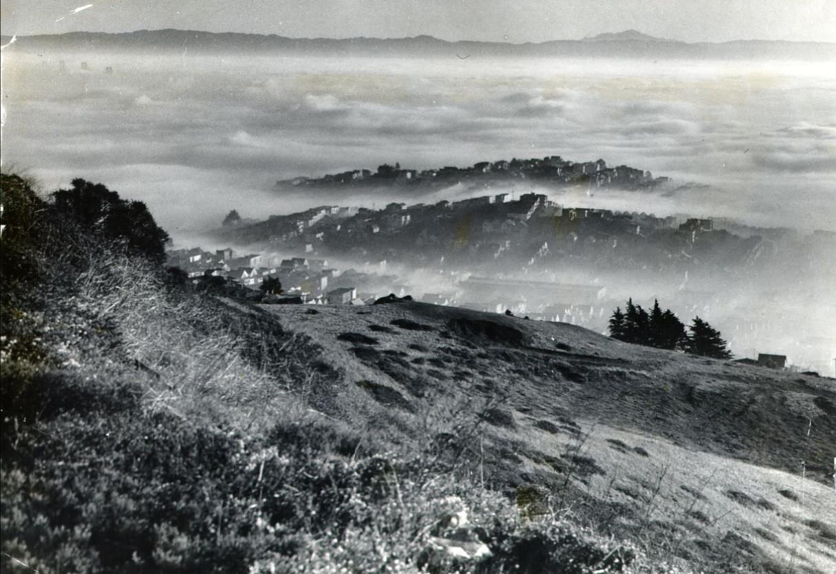 View from Twin Peaks on a foggy morning, 1941