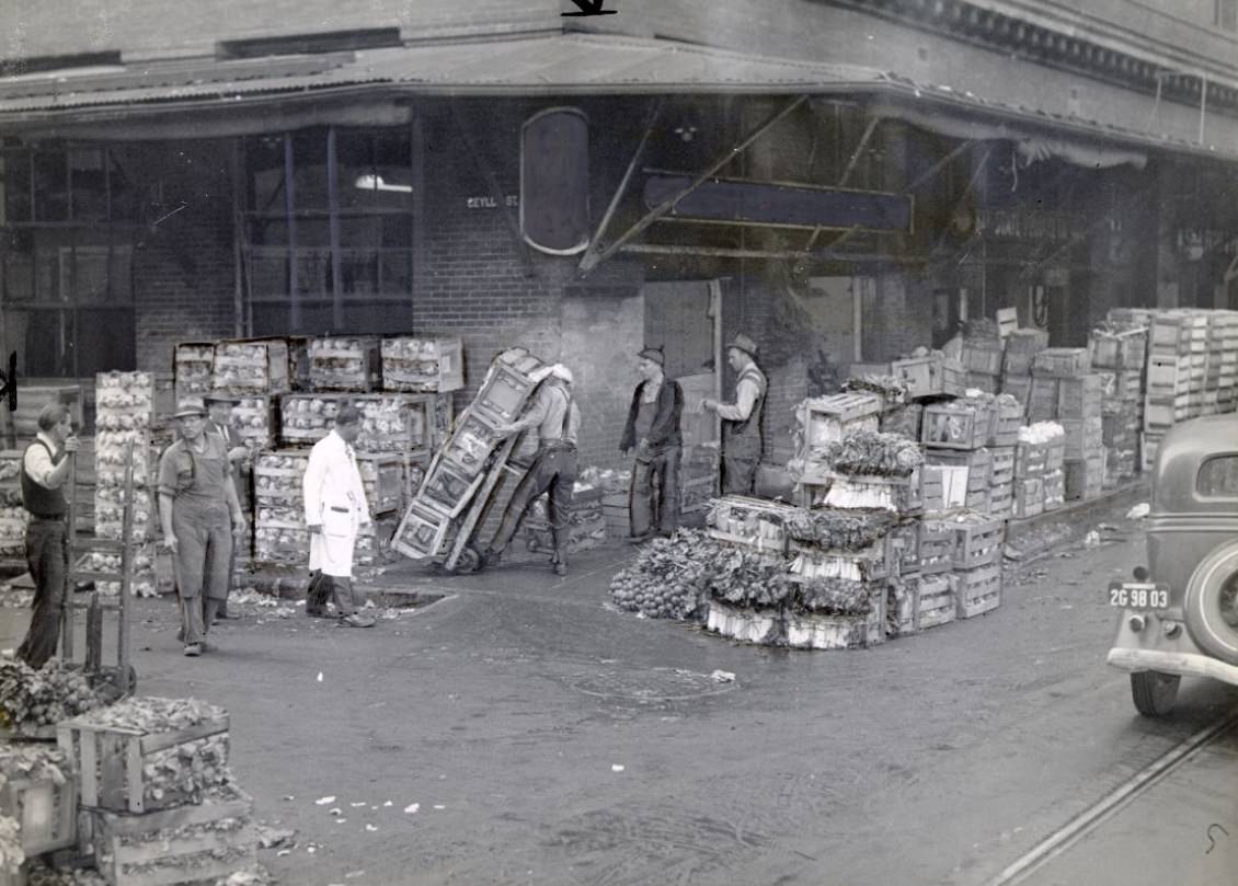 Deliveries to produce markets in downtown San Francisco, 1945