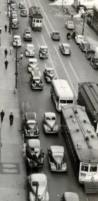 Traffic on Mission Street, 1940