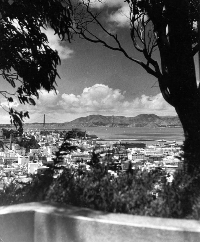 View of the Golden Gate Bridge from Telegraph Hill, 1940s