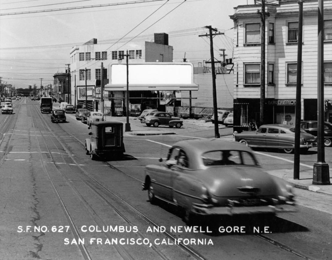 Columbus and Newell Gore, northeast in San Francisco, circa 1950s.