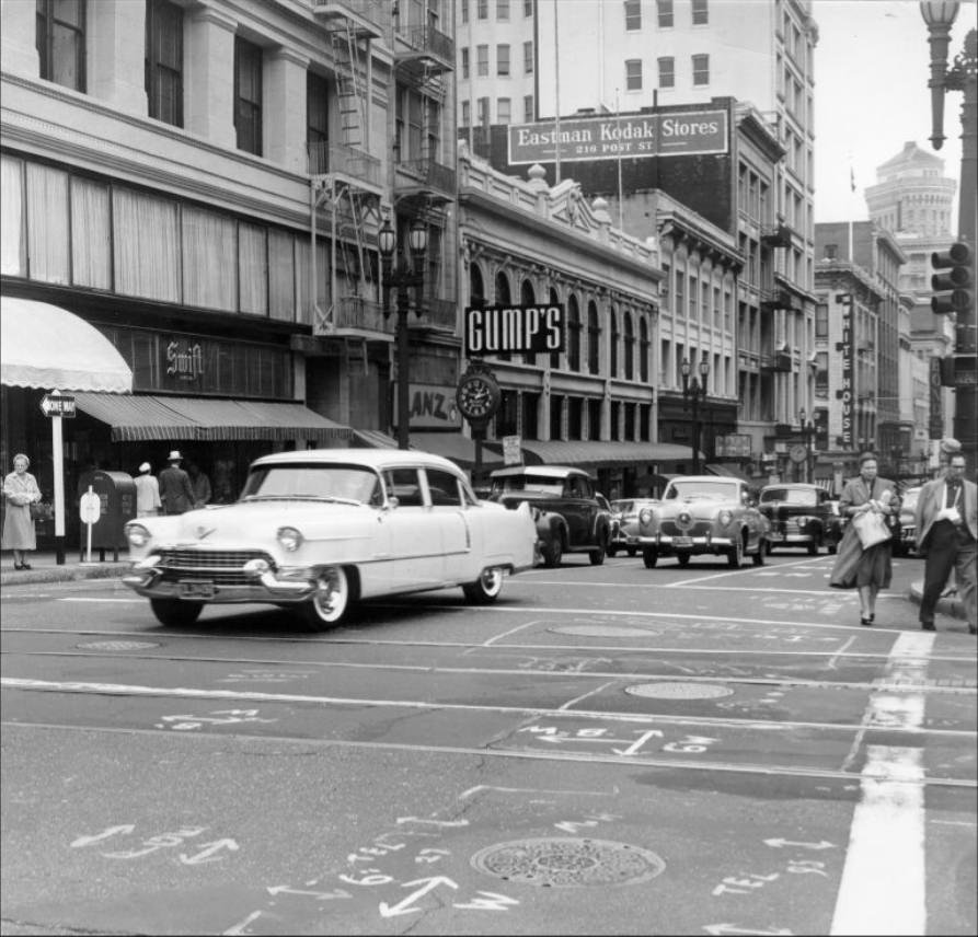 Post Street at Stockton, 1955.