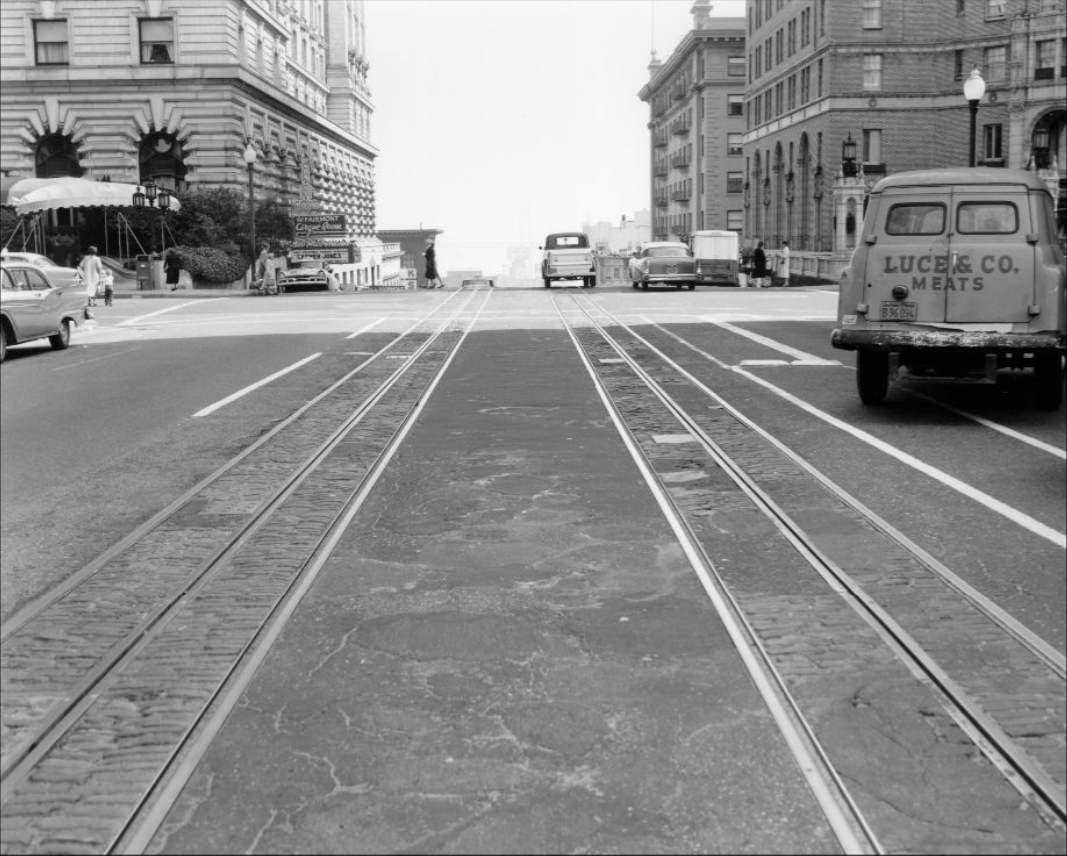View east on California Street west of Mason, 1957.