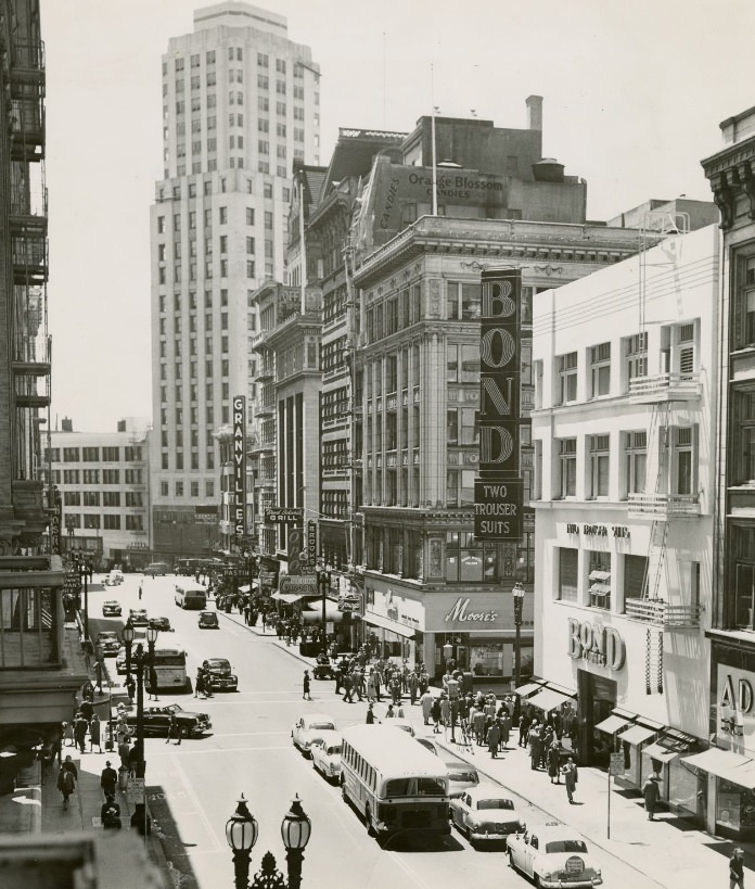 Kearny Street looking towards Market Street, circa 1950s.