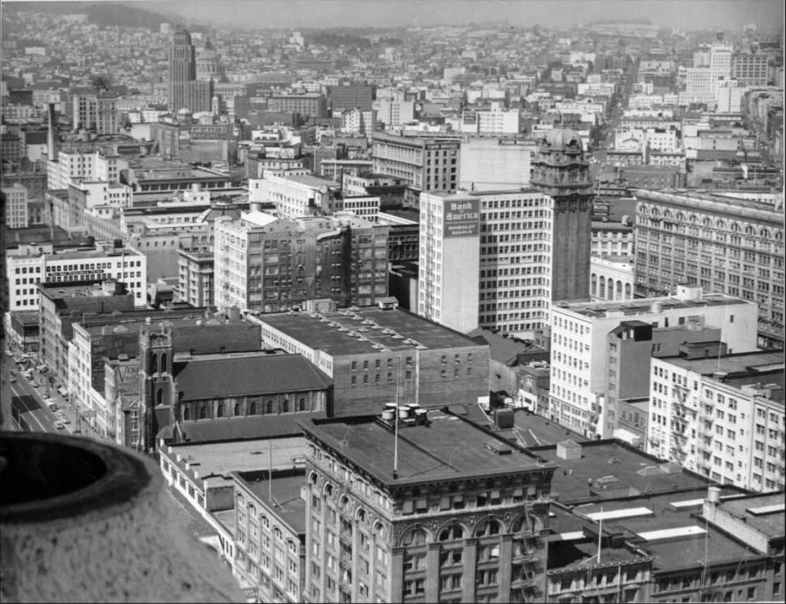 Downtown view from the Telephone Co. building, 1951.
