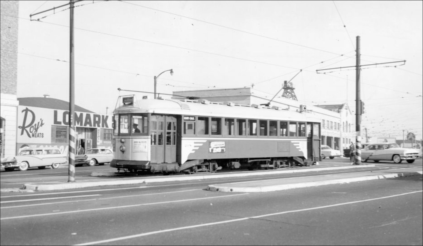 Streetcar at Geary and Masonic, circa 1950s.