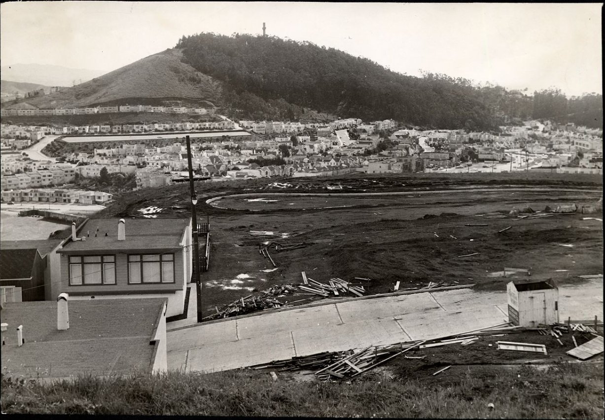 View of Mount Davidson from Twin Peaks, 1954.
