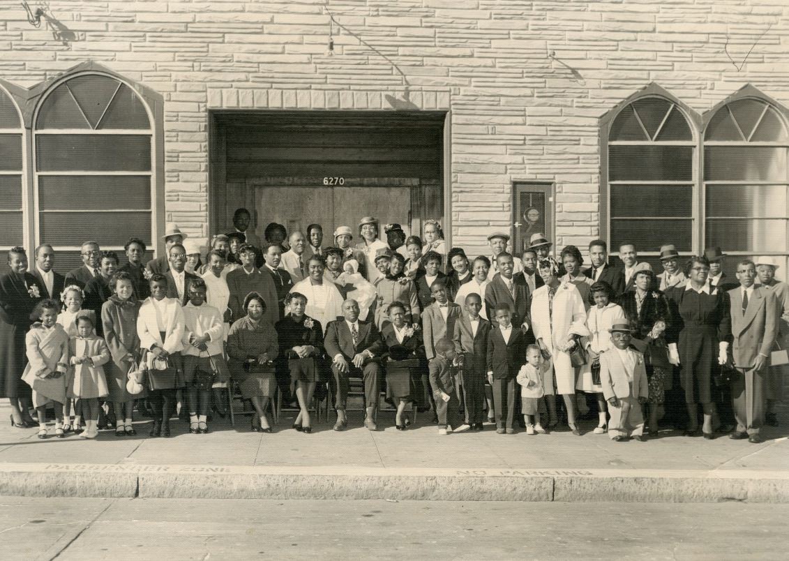 In front of Evergreen Baptist Church, circa 1950s.