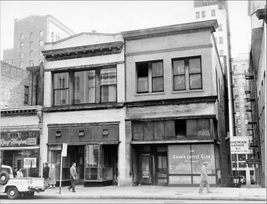 Two buildings on the 400 block of Kearny Street, 1956.