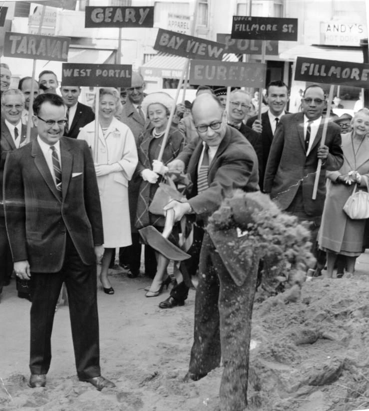 Groundbreaking ceremony for a new parking lot on Castro Street, 1959