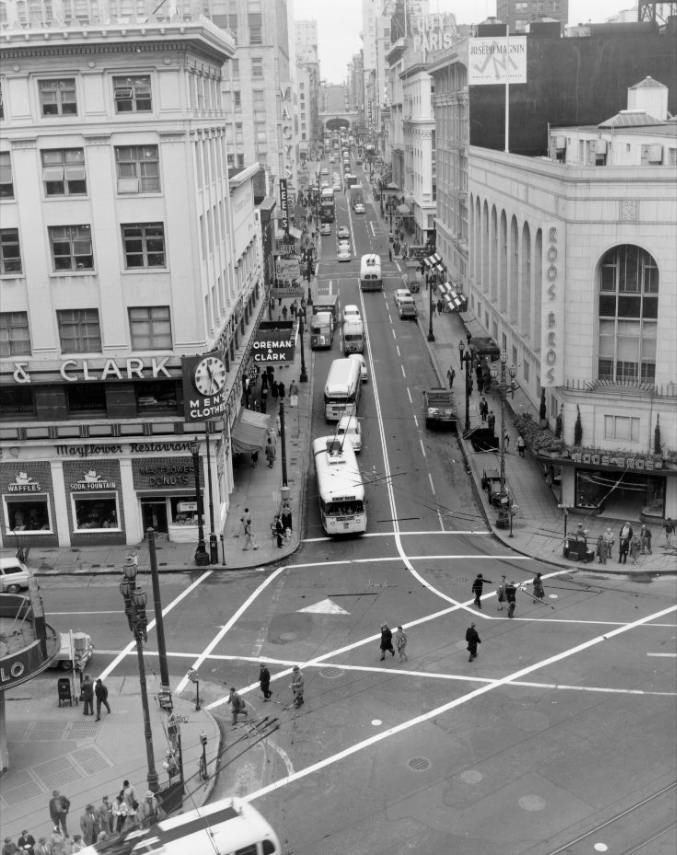 View north on Stockton Street, 1956.