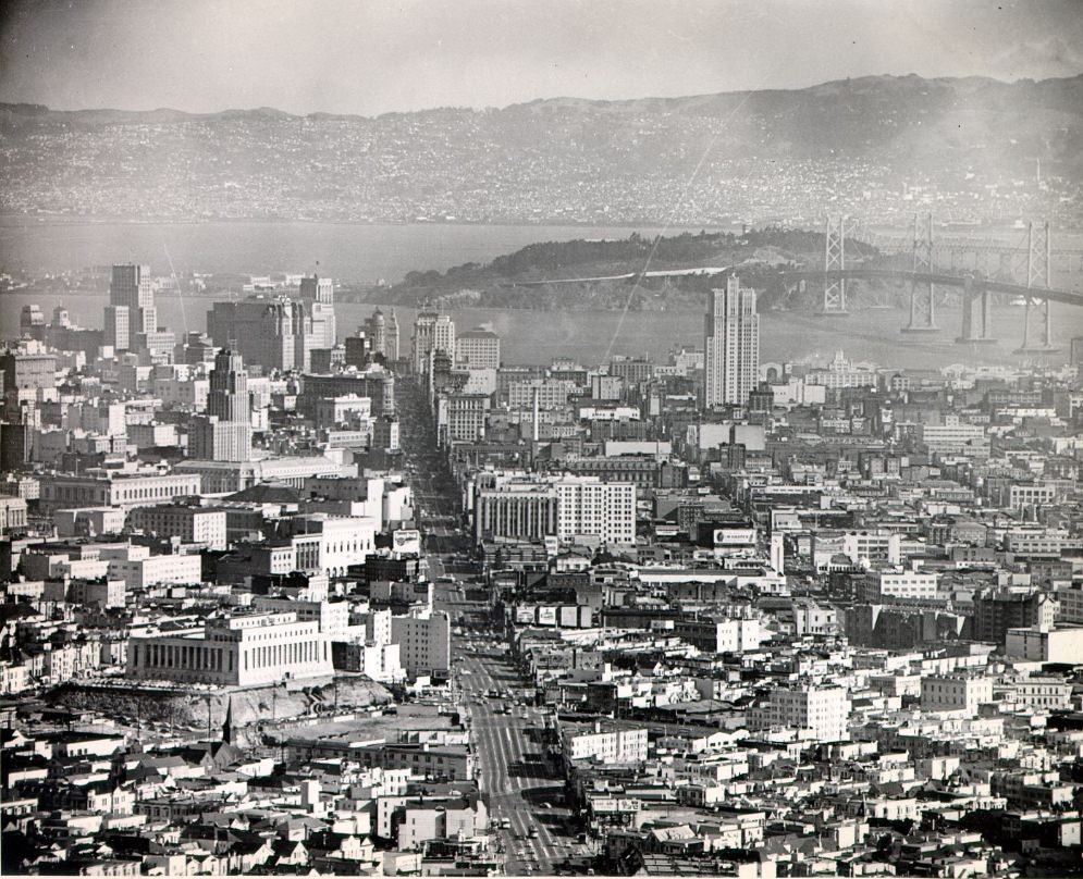 View east down Market Street from San Francisco, 1955.