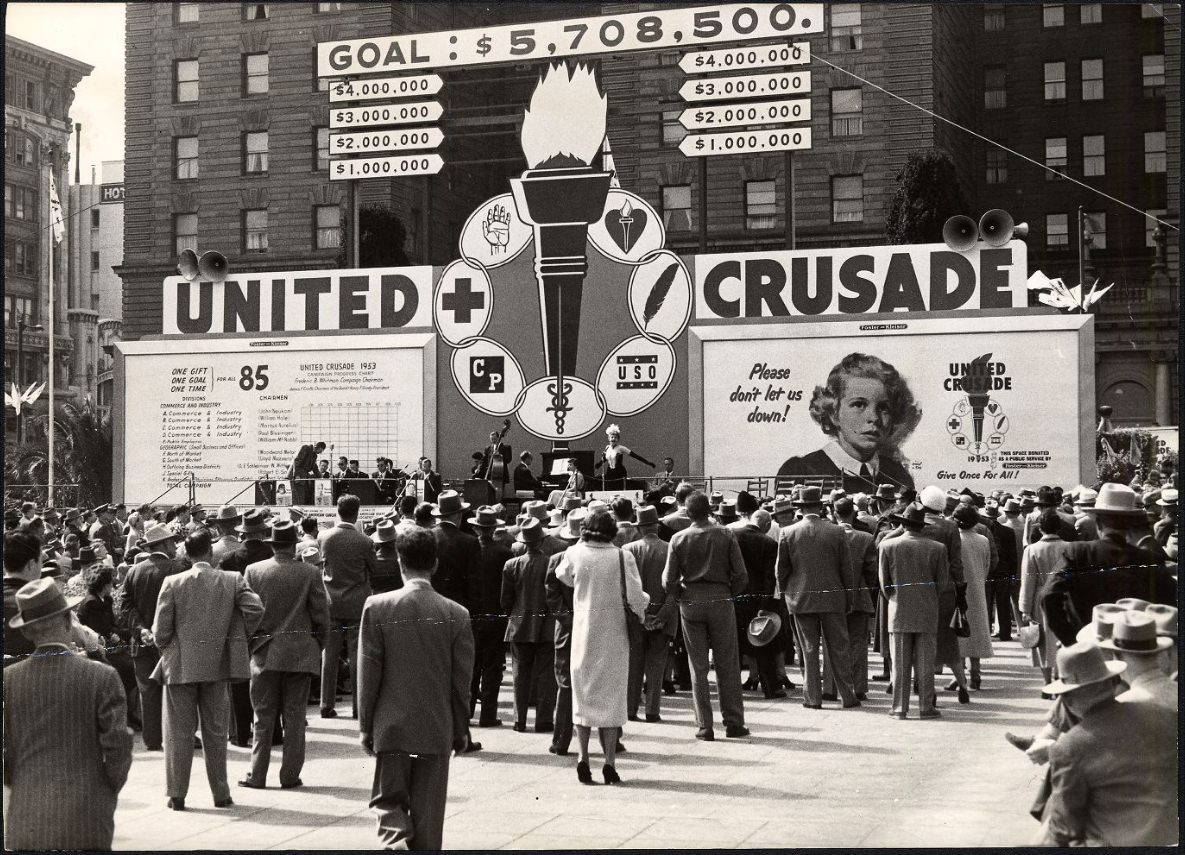 A United Crusade Rally in Union Square, 1952.