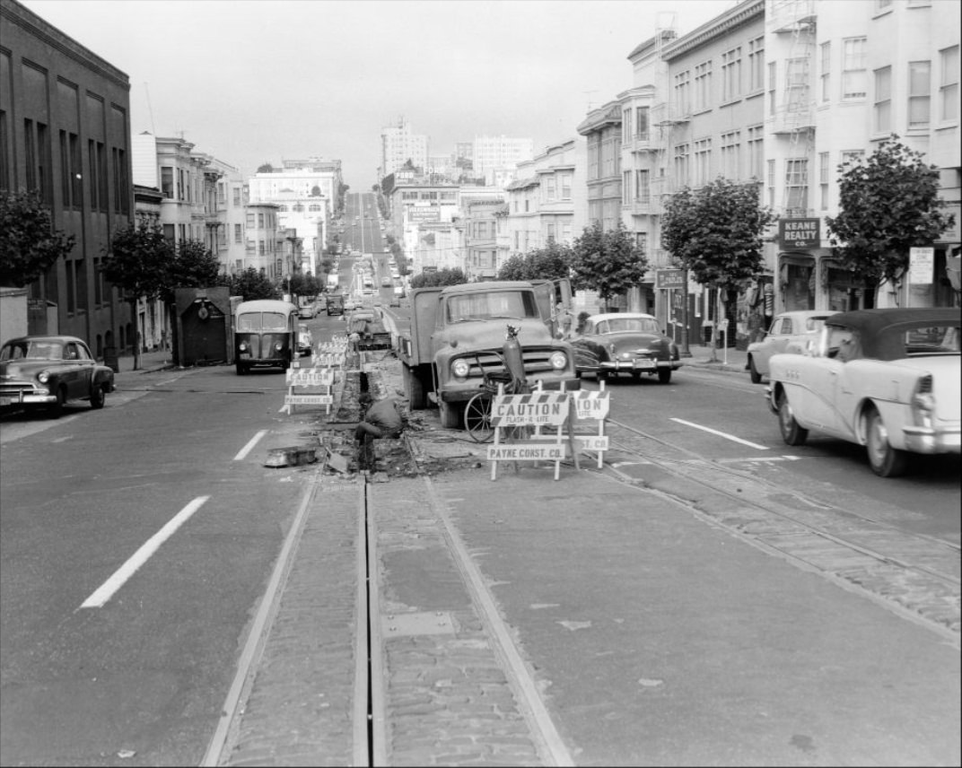 California Street west of Hyde, 1957.