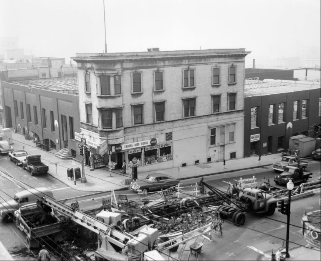 View southwest at Hyde on California Street, 1957.