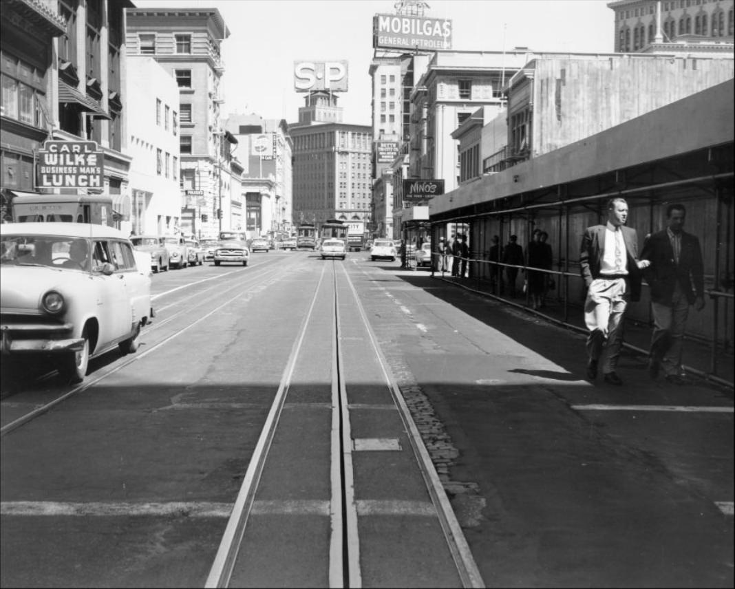 View east on California at Battery, 1958.