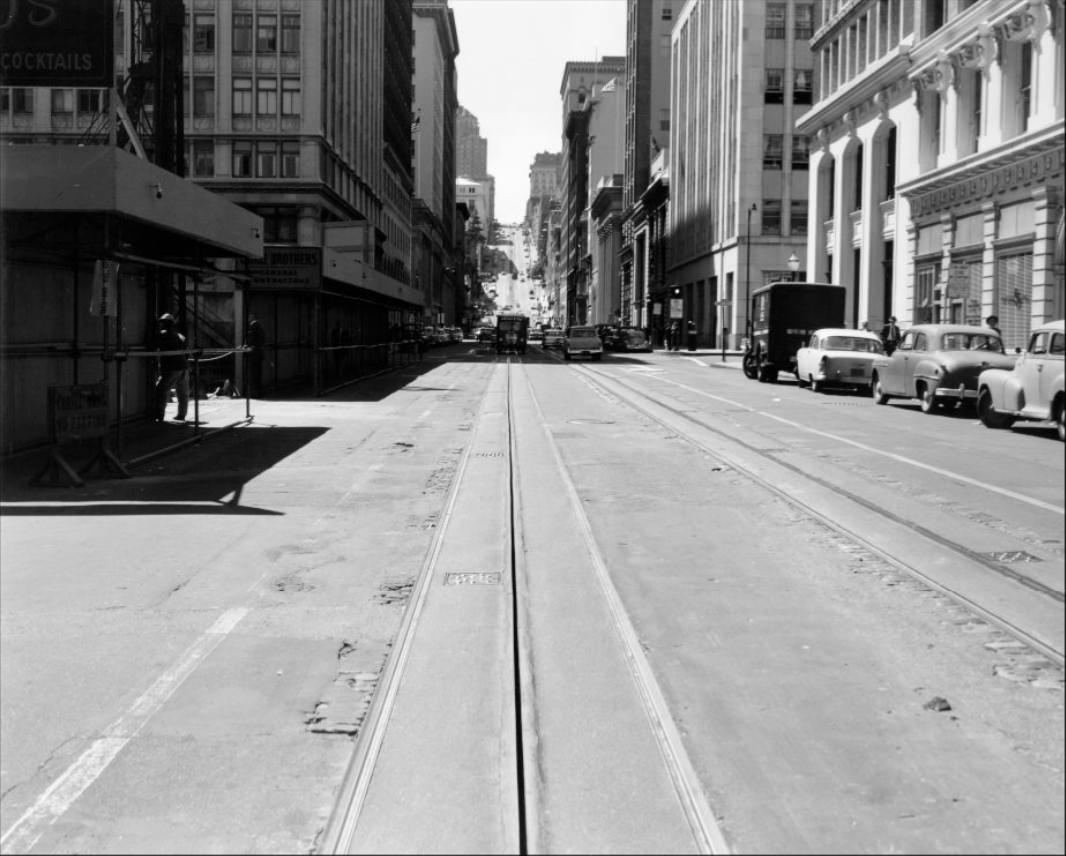 View west near Front Street on California, 1958.