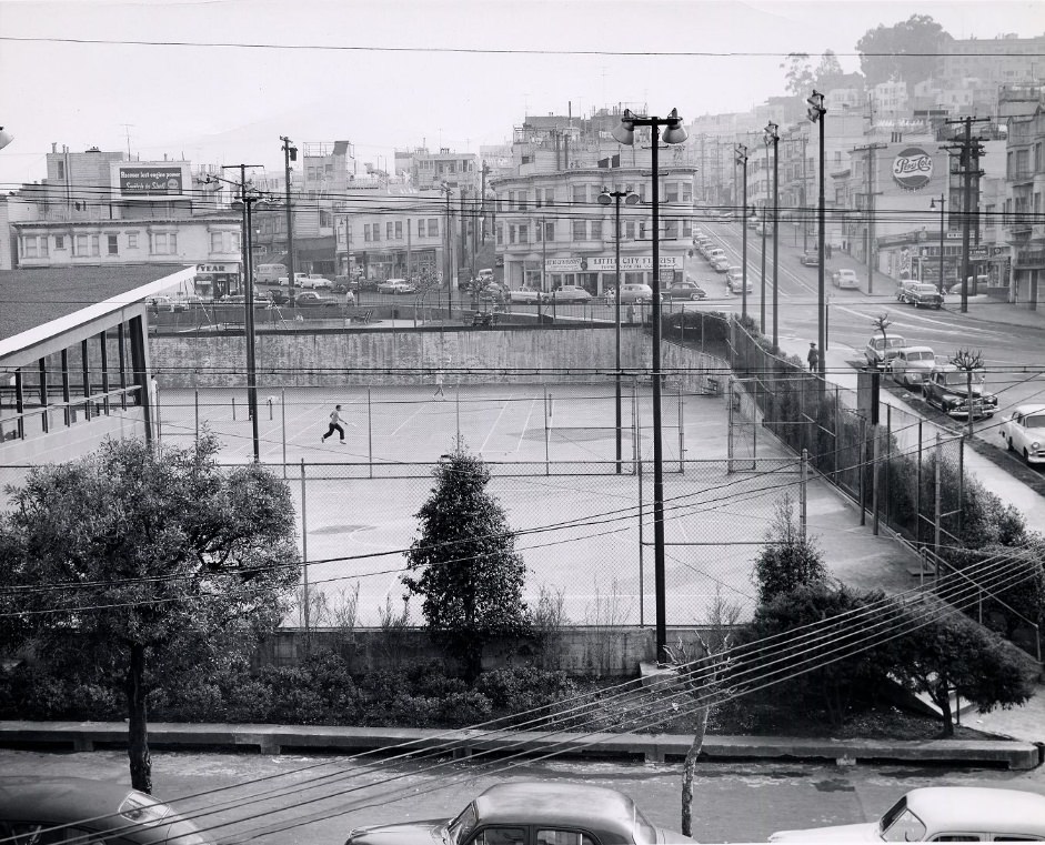 North Beach Playground and Columbus Avenue, 1960s.