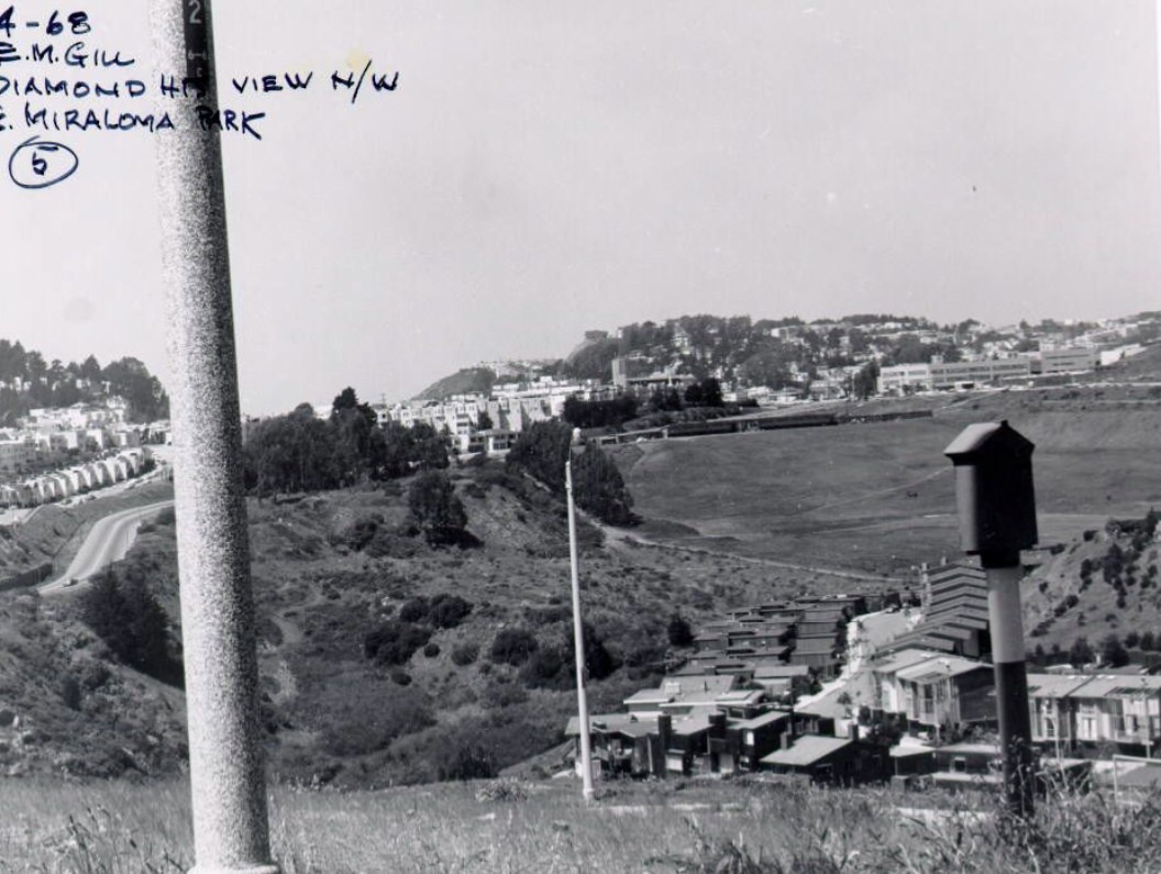 Diamond Heights view northwest and Miraloma Park, 1968.