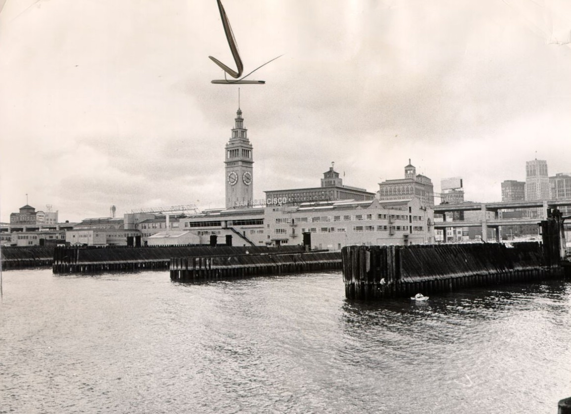 View of the Ferry Building from San Francisco Bay, 1963.