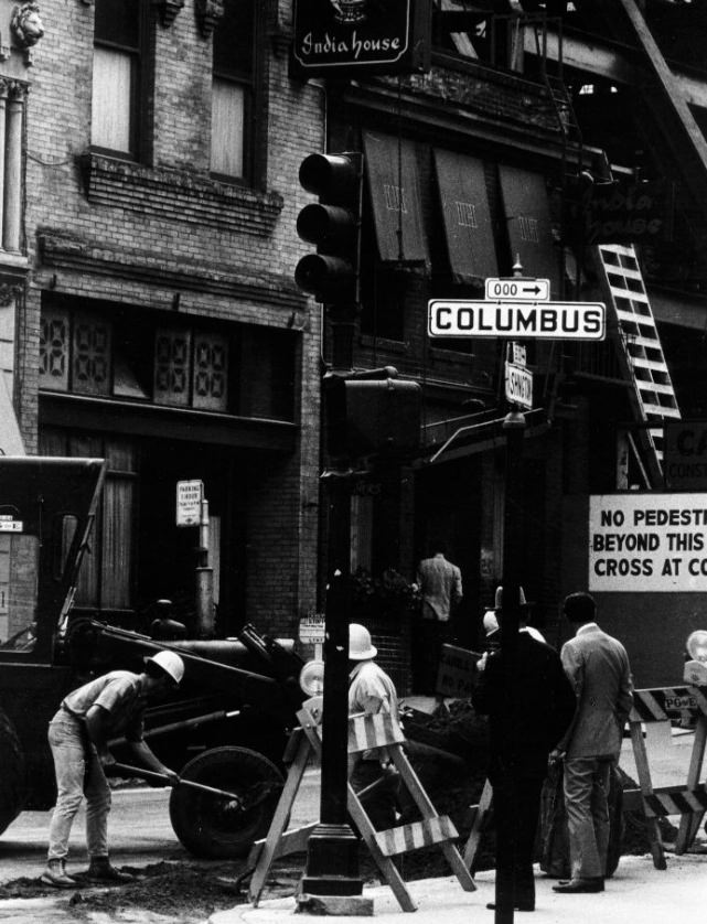 Men working at Columbus Avenue and Washington Street, 1969.
