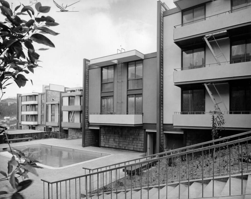 Townhouse apartments in Diamond Heights district, 1963.