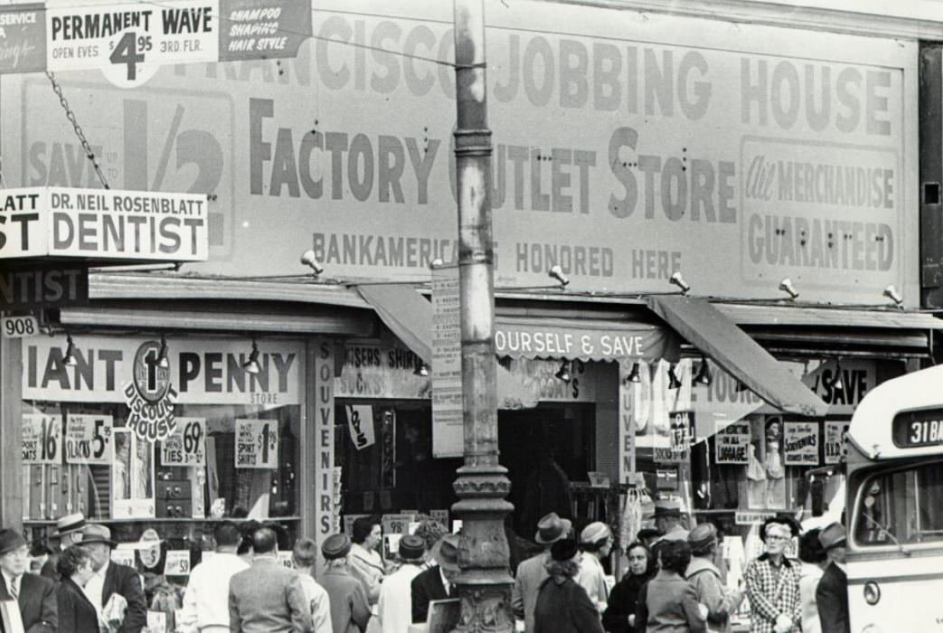 Storefront on Market Street, 1960s.