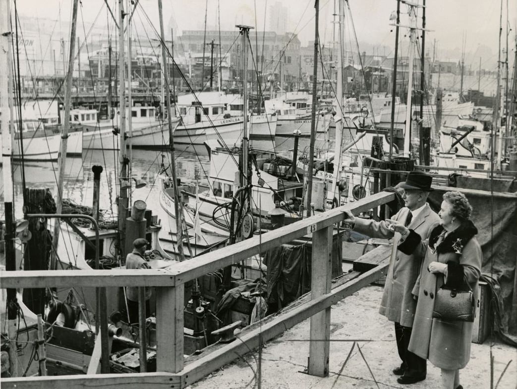Richard Honeck and companion at Fisherman's Wharf, 1963.