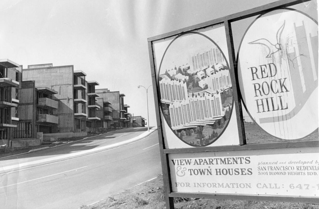 Sign in Diamond Heights district, 1965.