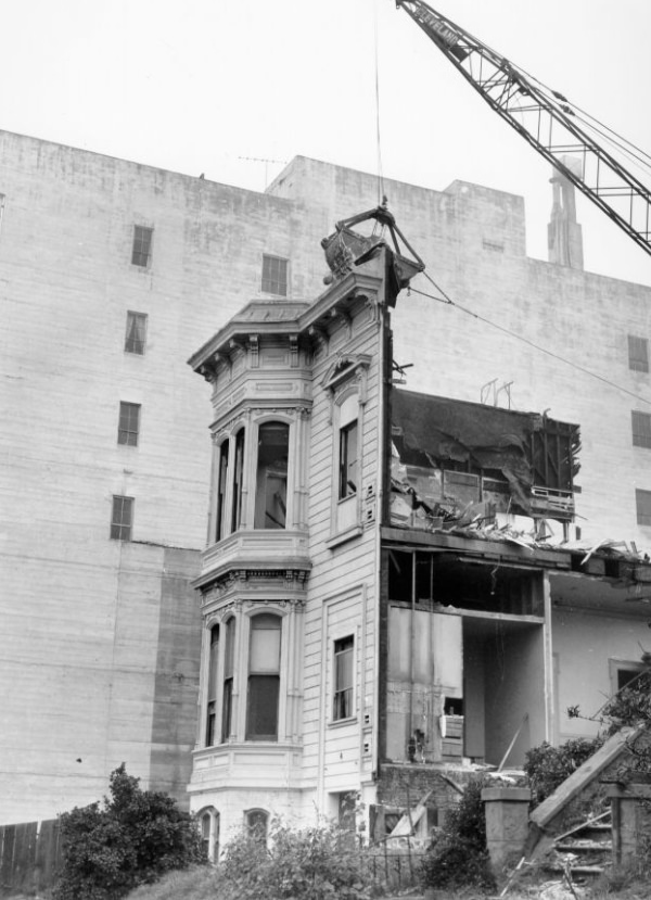 Demolishing a home on Bush Street, 1963.