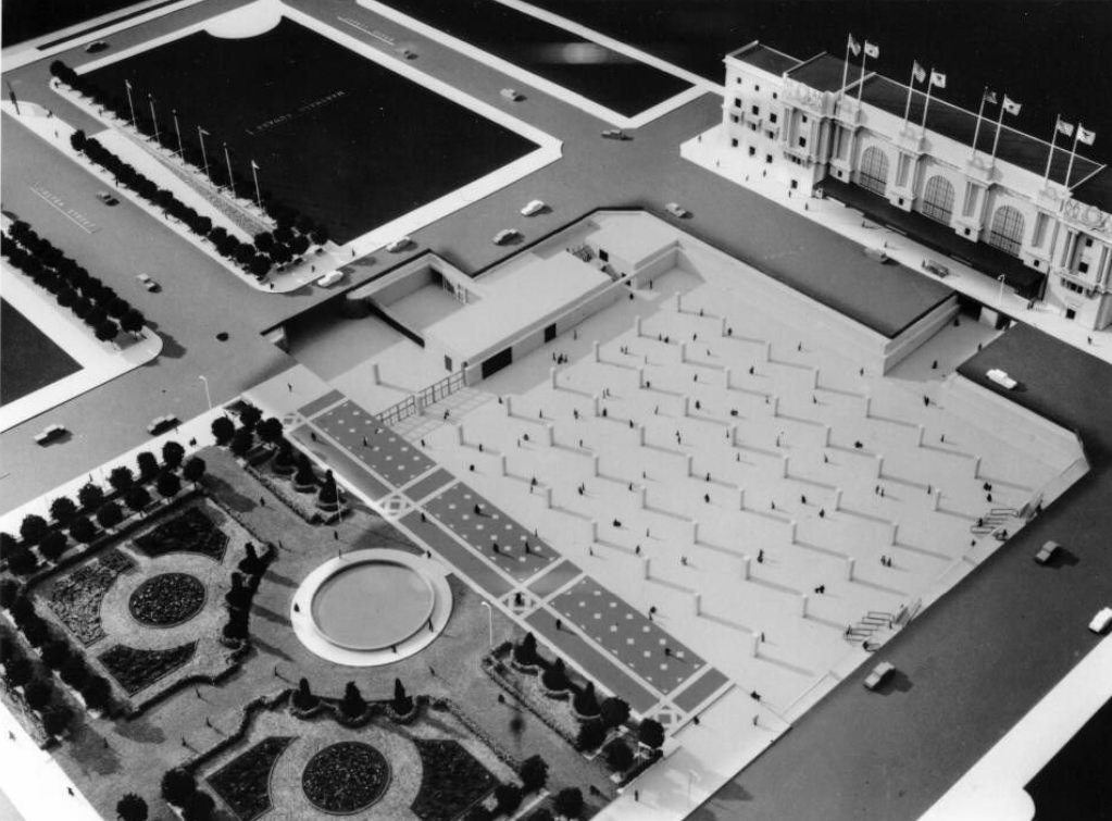 Floor plan of Civic Center exhibit hall, 1960s.