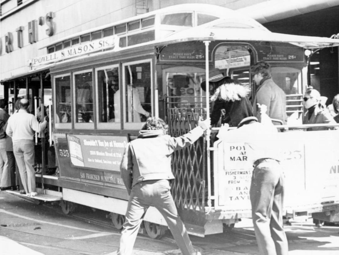Cable car on Powell Street, 1960s.
