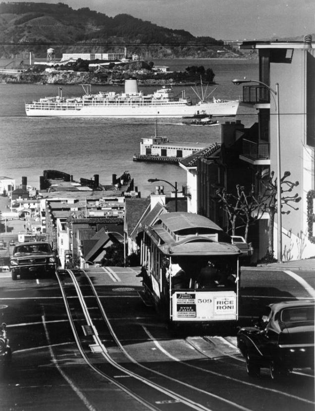View of the Bay from Hyde Street, 1960s.