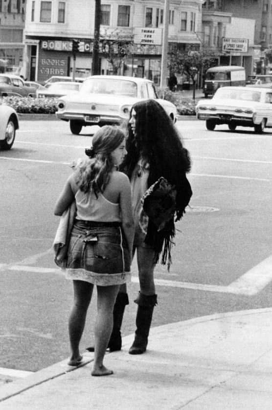 Two women on Geary Boulevard in the Richmond District, 1969.