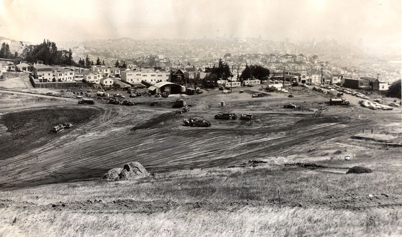 Construction site in the Diamond Heights district, 1960.