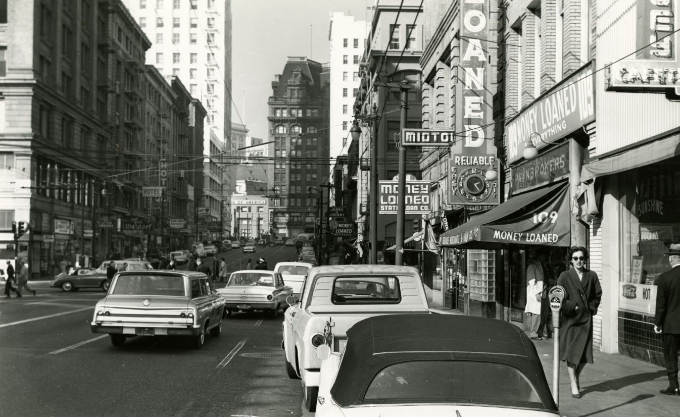 Third Street looking towards Market, 1963.