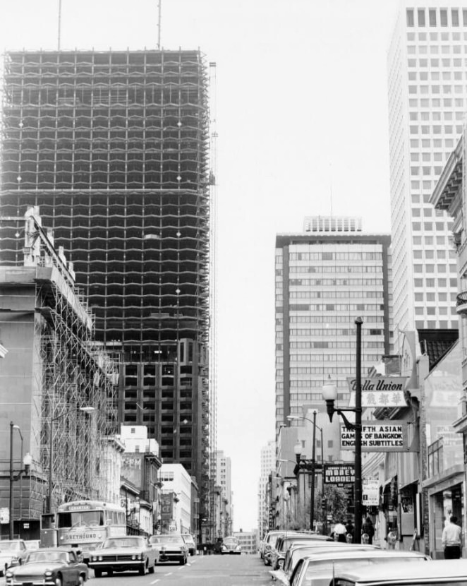 Looking south on Kearny Street from Jackson Street, 1968.