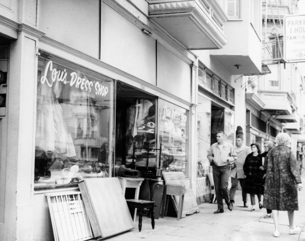 Lou's Dress Shop on McAllister Street, 1966.