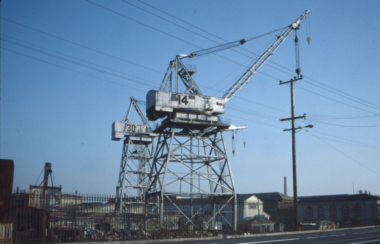 Illinois Street, cranes at Todd Shipyards, 1989.