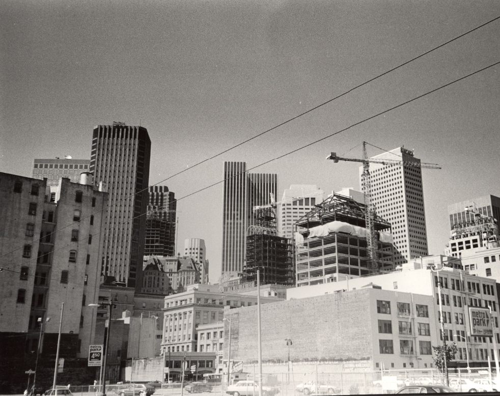 View of downtown San Francisco from Moscone Center, 1985.