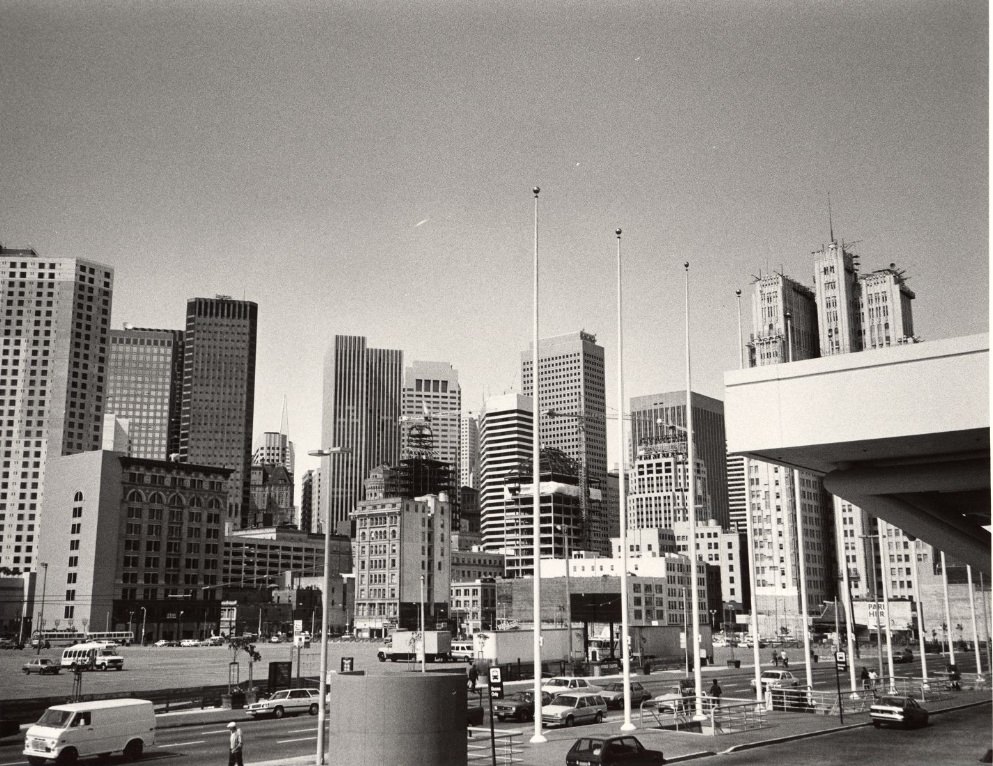 View of downtown San Francisco from Moscone Center, 1985.